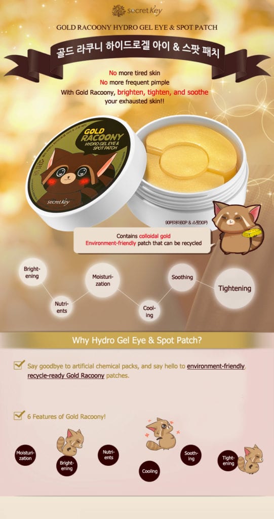 Gold Racoony Hydrogel Eye&Spot patch【 Secret Key 】Kbeauty